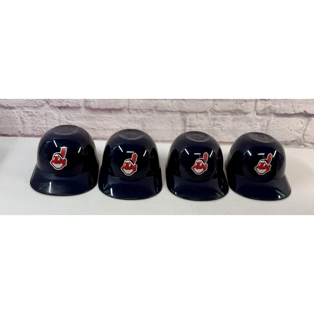 4 Vintage Cleveland Indians Miniature Basebal Hat Plastic Chief Wahoo Promo 7"